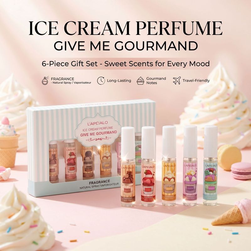 Perfume Light Fragrance - LAPEIALO アイスクリーム香水 6個入りギフトボックスセット、グルメミルク風味の軽やかな香りのミニポータブルスプレーボトル