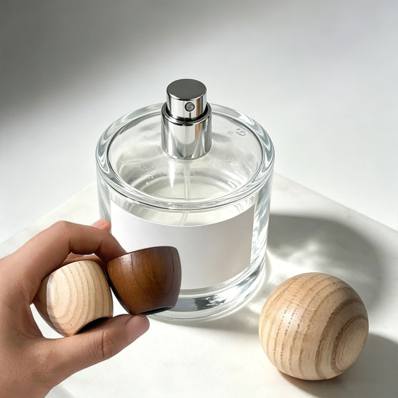 Perfume Fragrance Samples - 50/100ML ガラス製香水スプレーボトル 木製キャップ付き 空ボトル 詰め替え可能 ファインミストディスペンサー