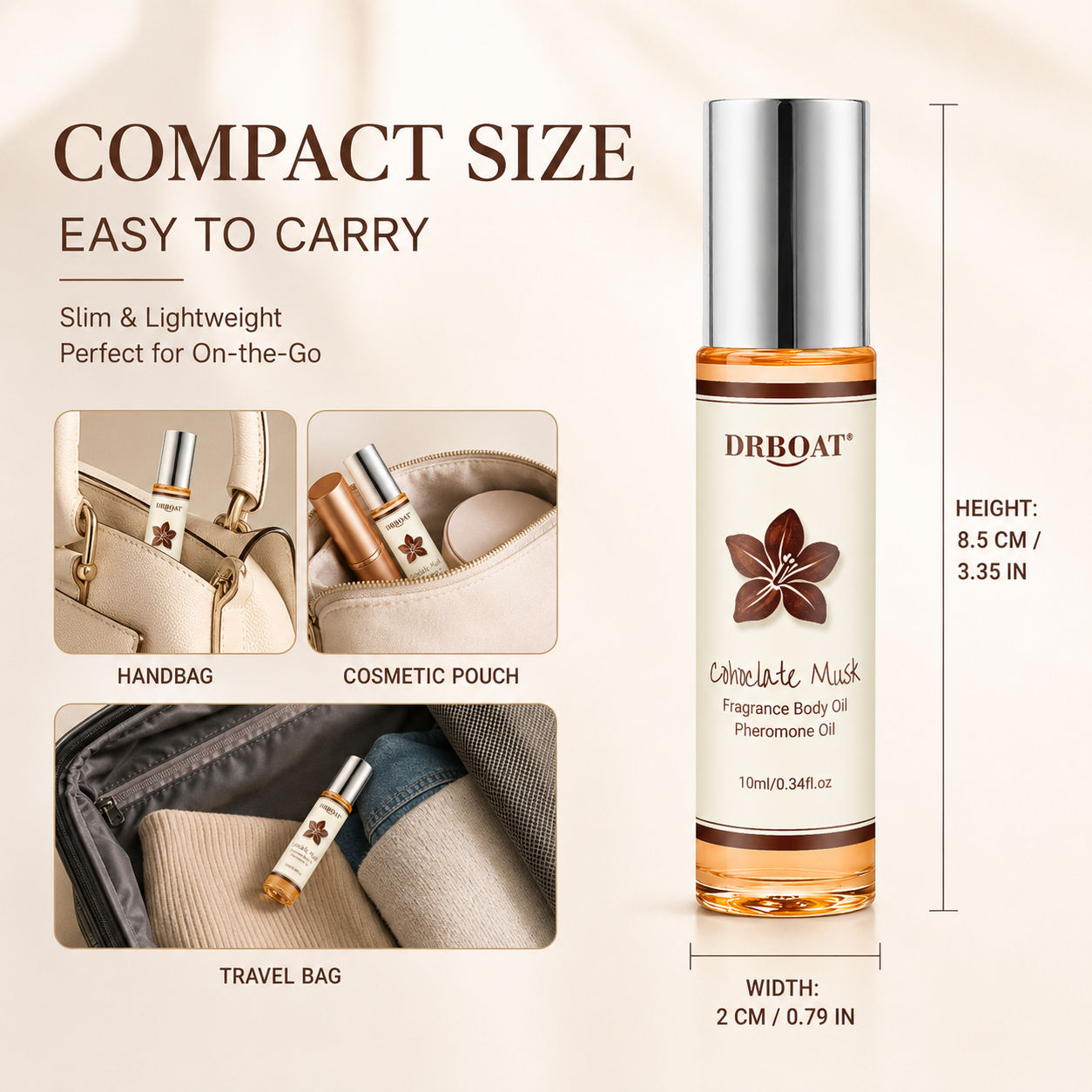 女性用 チョコレートムスク ロールオン 香水オイル ココア  - Amber Musk Oil のレビューと価格