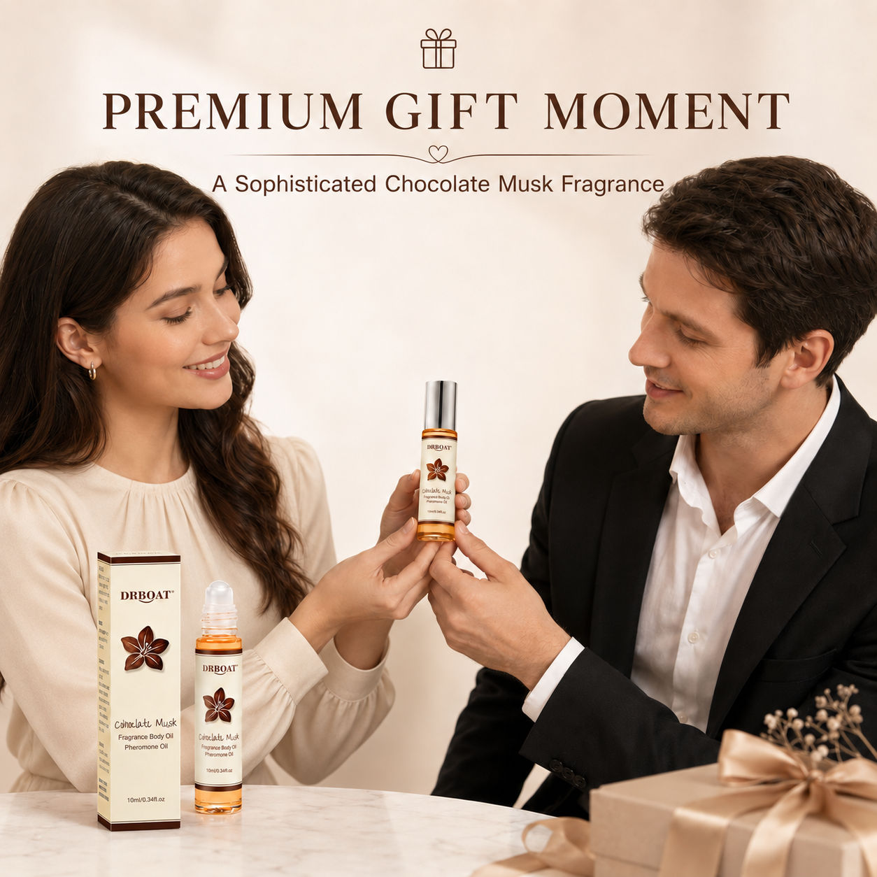 女性用 チョコレートムスク ロールオン 香水オイル ココア  - Amber Musk Oil のレビューと価格